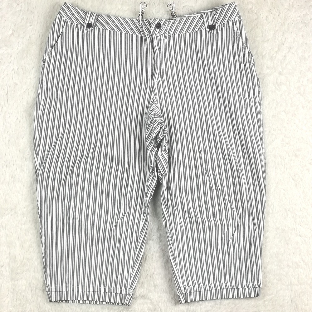 Relativity Womens Shorts Bermuda White Navy Stripe Mid‎ Rise Summer Plus 18